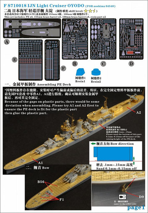ファイブスターモデル FS710018 1/700 日本海軍 軽巡洋艦 大淀 1944用 アップグレードセット (アオシマ 04540用)
