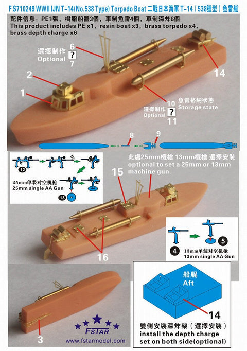 ファイブスターモデル FS710249 1/700 WWII 日本海軍 T-14(538号型)魚雷艇