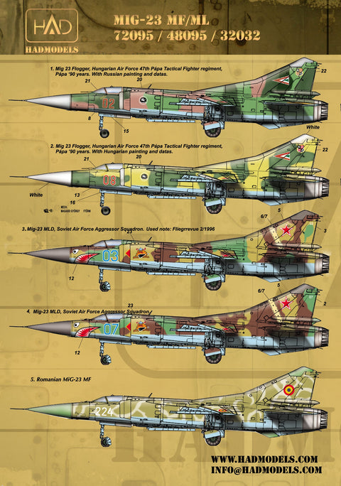HADモデル 32032 1/32 MiG-23 MF/MLD デカールシート