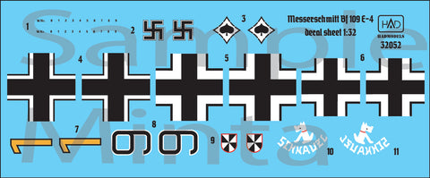 HADモデル 32052 1/32 メッサーシュミット Bf 109 E-4 デカールシート