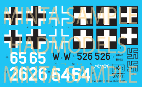 HADモデル 32057 1/32 FW 190 F-8 デカールシート