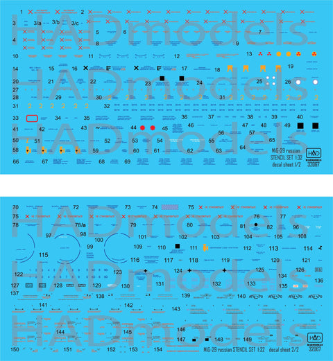 HADモデル 32067 1/32 MiG-29 ロシア ステンシル ダブルデカールシート