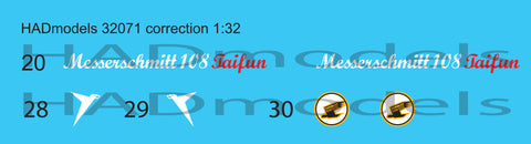 HADモデル 32071 1/32 メッサーシュミット 108 タイフン デカールシート