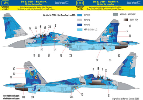 HADモデル 32093 1/32 ウクライナ Su-27UBM-1 フランカーC デカール