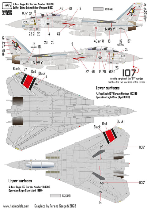 HADモデル 32096 1/32 F-14A ブラックエース「ファイナル・カウントダウン」デカール
