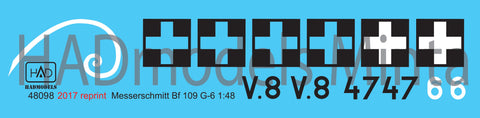 HADモデル 48098 1/48 メッサーシュミット Bf 109 G-6 デカールシート