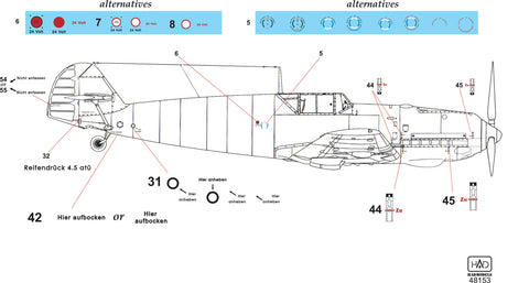 HADモデル 48153 1/48 Bf 109 E フルステンシルマトリカ