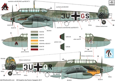 HADモデル 48155 1/48 Bf 110 D-3/E-2「アフリカ」パート2 デカールシート