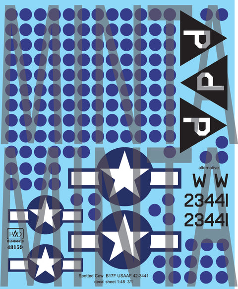 HADモデル 48159 1/48 B-17F スポッテッドカウ USAAF デカールシート