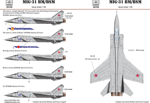HADモデル 48166 1/48 MiG-31 デカールシート