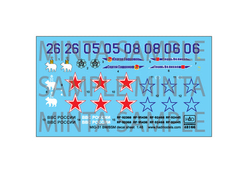 HADモデル 48166 1/48 MiG-31 デカールシート