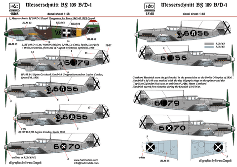 HADモデル 48168 1/48 Bf 109 B/D デカール