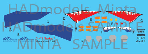 HADモデル 48171 1/48 Su-27（ロシア08シャーク）デカール