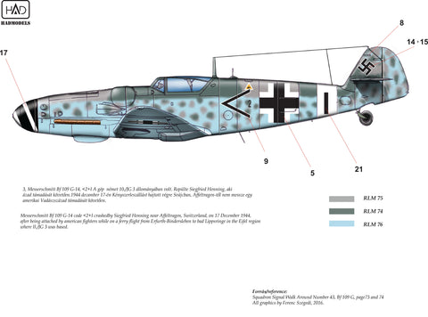 HADモデル 48174 1/48 メッサーシュミット Bf 109 G-14 デカールシート