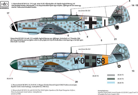 HADモデル 48174 1/48 メッサーシュミット Bf 109 G-14 デカールシート