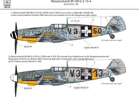 HADモデル 48176 1/48 メッサーシュミット Bf 109 G-2/G-4 デカールシート