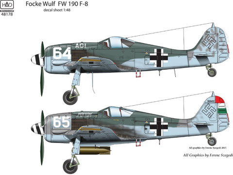 HADモデル 48178 1/48 FW-190 F-8 ( 64 ”?gi”、65 ”P?TT?M”) デカールシート