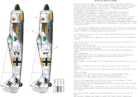 HADモデル 48179 1/48 FW 190 A-4（ブラック2 JG54; + ソ連鹵獲塗装）デカールシート