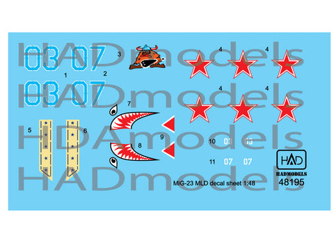 HADモデル 48195 1/48 MiG-23 MLD アグレッサー (07; 03) トップガン デカールシート