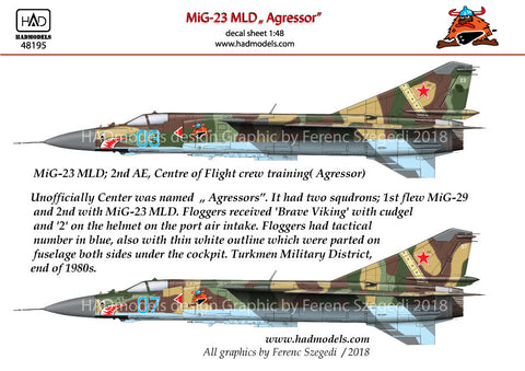 HADモデル 48195 1/48 MiG-23 MLD アグレッサー (07; 03) トップガン デカールシート
