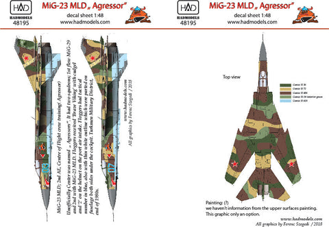 HADモデル 48195 1/48 MiG-23 MLD アグレッサー (07; 03) トップガン デカールシート