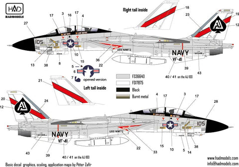 HADモデル 48217 1/48 F-14A ブラックエース/USSニミッツ デカールシート