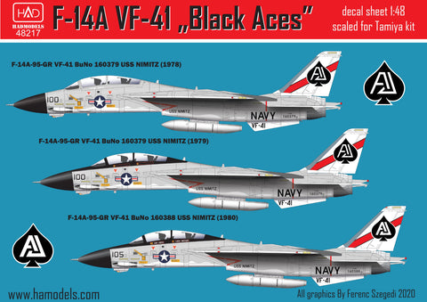 HADモデル 48217 1/48 F-14A ブラックエース/USSニミッツ デカールシート