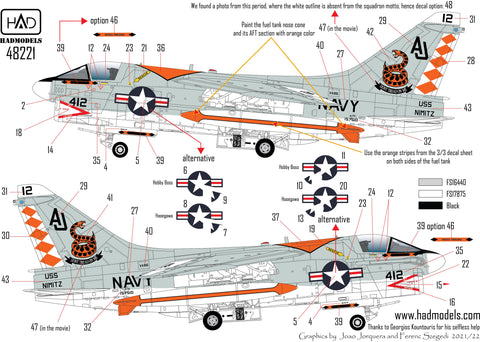 HADモデル 48221 1/48 A-7E コルセア VA-86「サイドワインダーズ」 in 「ファイナル・カウントダウン」デカールシートコレクション