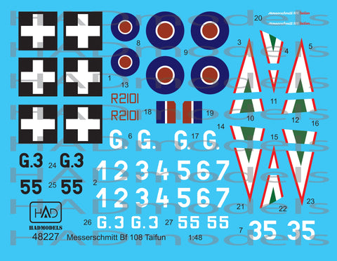 HADモデル 48227 1/48 メッサーシュミット Bf 108 タイフン デカールシート
