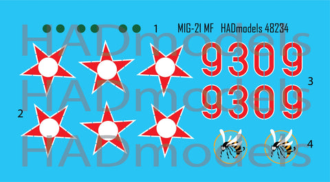 HADモデル 48234 1/48 MiG-21 MF HUNAF 9309 ドンゴ飛行隊 デカール シート