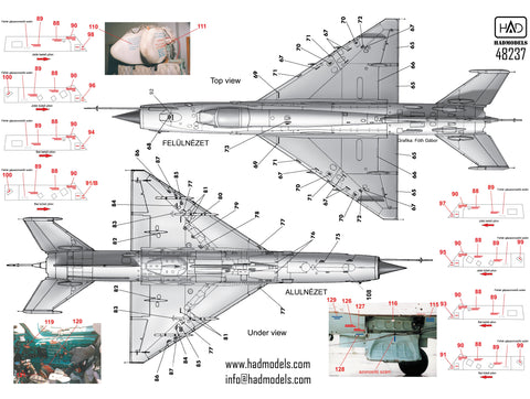 HADモデル 48237 1/48 MiG-21 MF/Bis ステンシル2 ブルーデカールシート