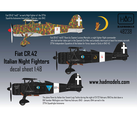 HADモデル 48238 1/48 CR-42 イタリア夜間戦闘機 デカールシート