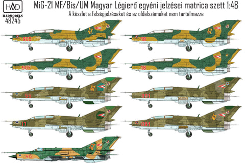 HADモデル 48246 1/48 MiG-21 MF/ Bis/UM ハンガリー空軍記章デカール シート