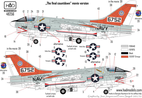 HADモデル 48256 1/48 A-7E アメリカ海軍航空試験センター「ファイナル・カウントダウン」デカール