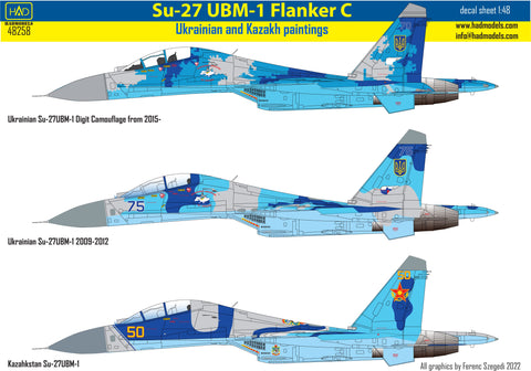 HADモデル 48258 1/48 Su-27UBM-1 ウクライナとカザフスタンの塗装スキーム デカールシート