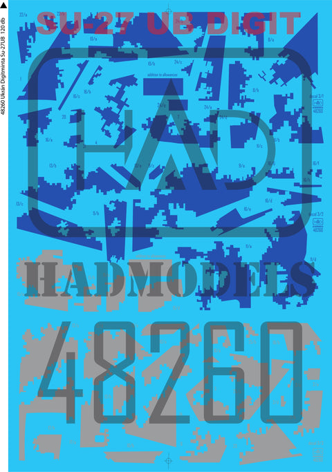 HADモデル 48260 1/48 Su-27 UB ウクライナ デジタル迷彩 デカール  再版 2024