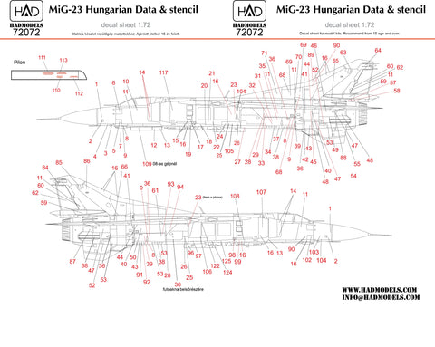 HADモデル 72072 1/72 M?G-23 フンステンシルデカールシート