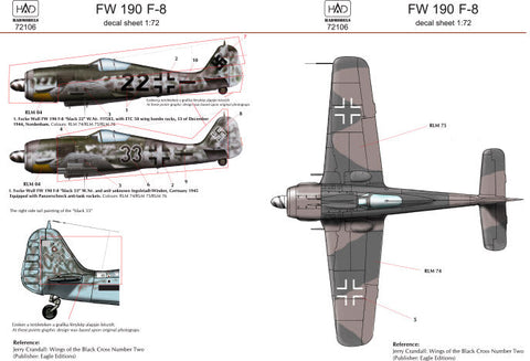 HADモデル 72106 1/72 FW 190 F-8 デカールシート