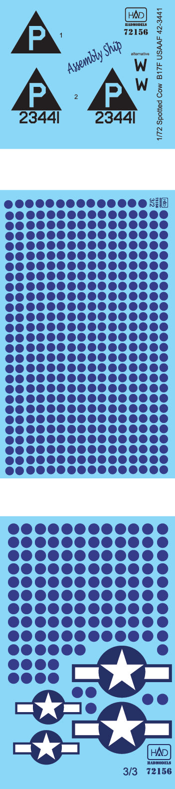 HADモデル 72156 1/72 B-17F スポッテッドカウ USAF デカールシート