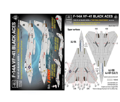 HADモデル 72250 1/72 F-14A ブラックエース「ファイナル・カウントダウン」デカールシート