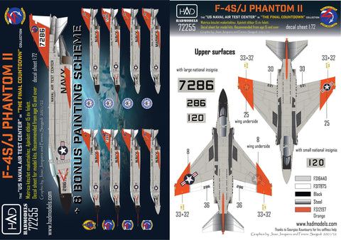 HADモデル 72255 1/72 F-4J アメリカ海軍航空試験センター「ファイナル・カウントダウン」デカール