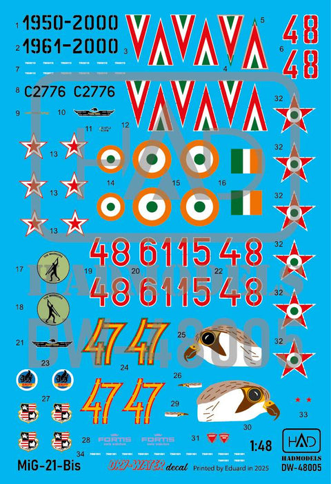 HADモデル DW-48005 1/48 MiG-21bis 剥離デカール
