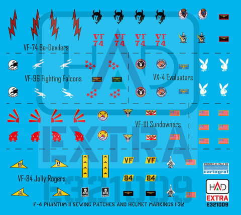 HADモデル E321009 1/32 F-4 ファントム II パッチとヘルメットマーキング デカールシート