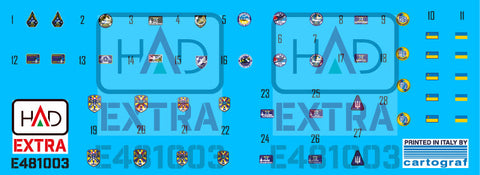 HADモデル E481003 1/48 ウクライナのSu-27B/UB縫製パッチとヘルメットマーキングデカールシート