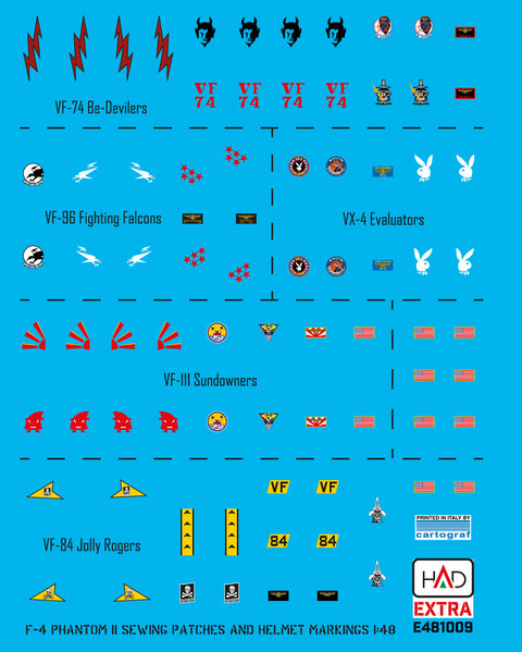 HADモデル E481009 1/48 F-4 ファントム II パッチとヘルメットマーキング（新拡張版）デカールシート