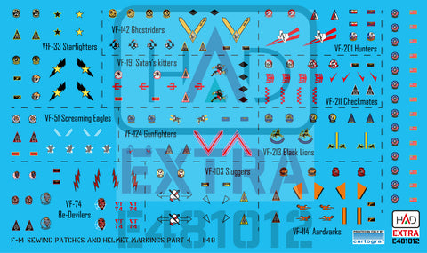 HADモデル E481012 1/48 F-14 パッチとヘルメットマーキング PART 4 デカールシート