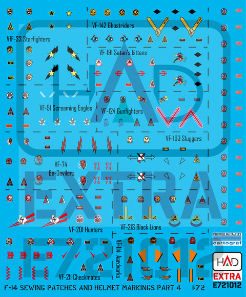 HADモデル E721012 1/72 F-14 パッチとヘルメットマーキング PART 4 デカールシート