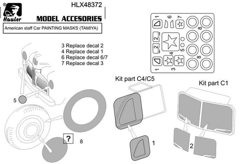 ハウラー HLX48372 1/48 アメリカ スタッフカー 塗装マスク (タミヤ用)