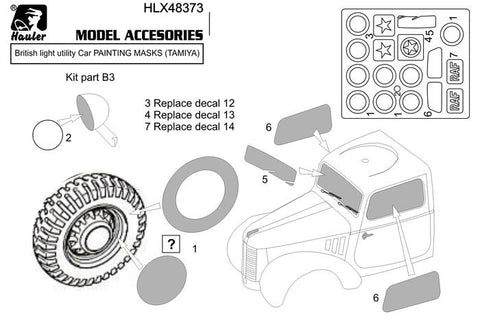 ハウラー HLX48373 1/48 イギリス 小型軍用車 10HP 塗装マスク (タミヤ用)