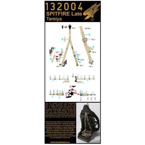 HGW 132004 1/32 スピットファイア – 後期型 シートベルト ２セット | タミヤ用